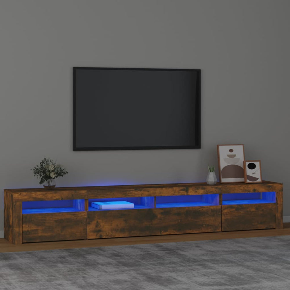Tv-meubel met LED-verlichting 240x35x40 cm gerookt eikenkleurig MeubelReus
