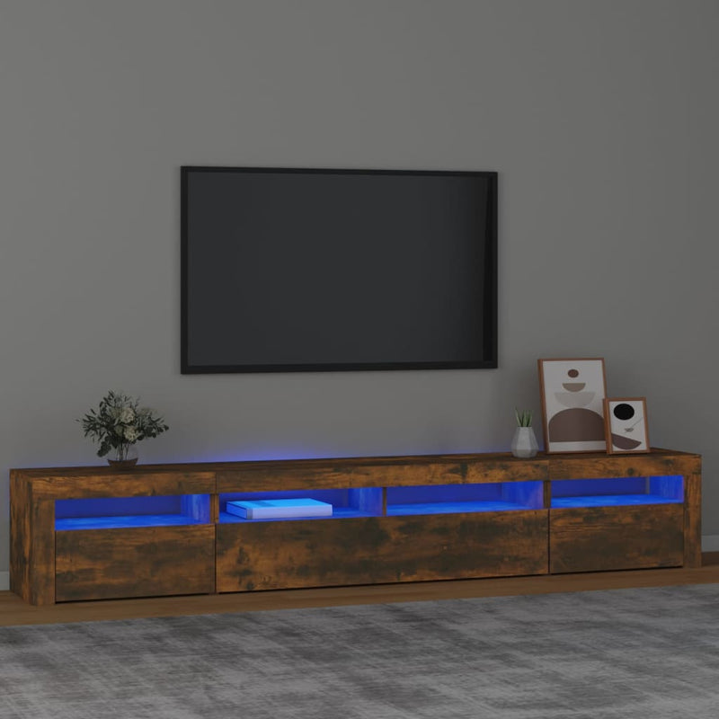 Tv-meubel met LED-verlichting 240x35x40 cm gerookt eikenkleurig MeubelReus