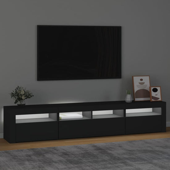 Tv-meubel met LED-verlichting 210x35x40 cm zwart MeubelReus