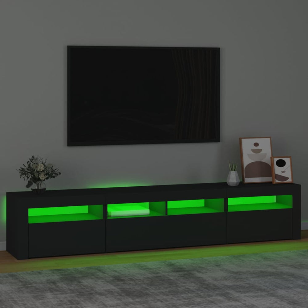 Tv-meubel met LED-verlichting 210x35x40 cm zwart MeubelReus