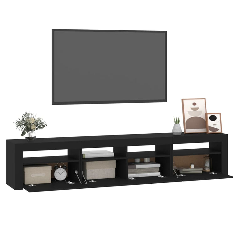 Tv-meubel met LED-verlichting 210x35x40 cm zwart MeubelReus