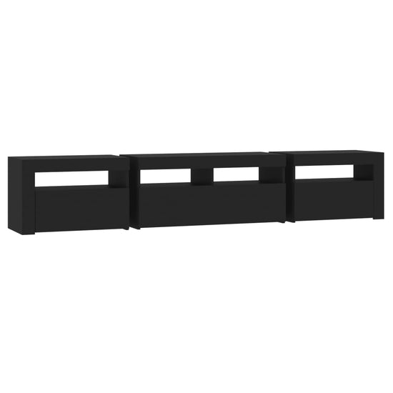 Tv-meubel met LED-verlichting 210x35x40 cm zwart MeubelReus