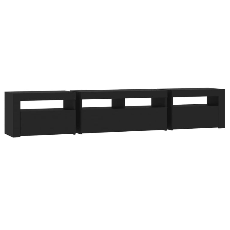 Tv-meubel met LED-verlichting 210x35x40 cm zwart MeubelReus