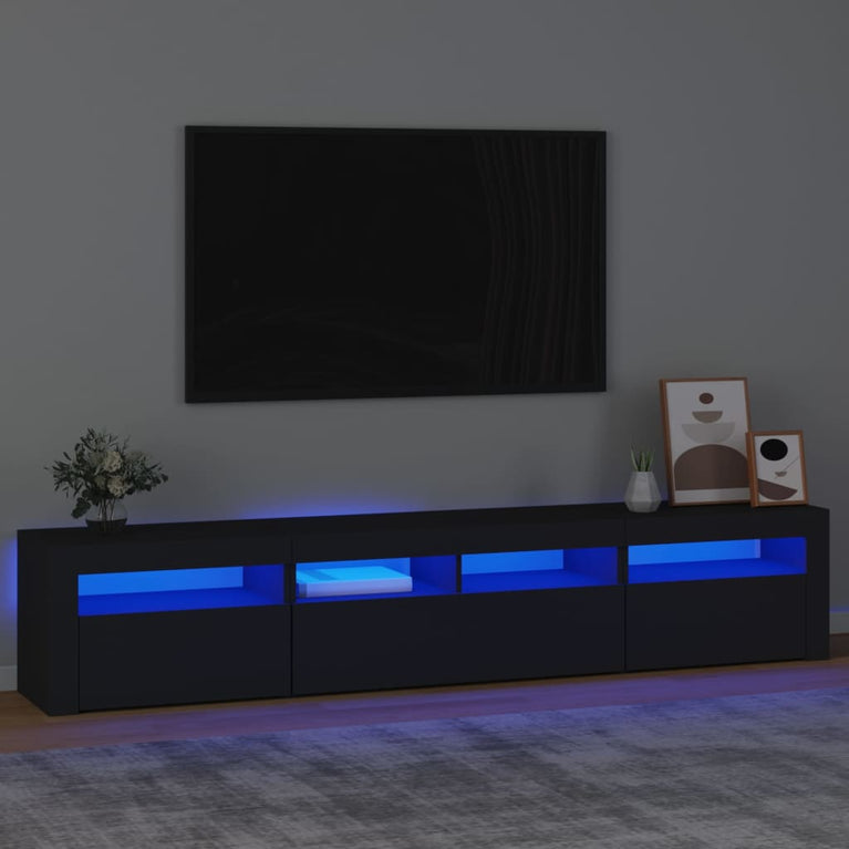 Tv-meubel met LED-verlichting 210x35x40 cm zwart MeubelReus