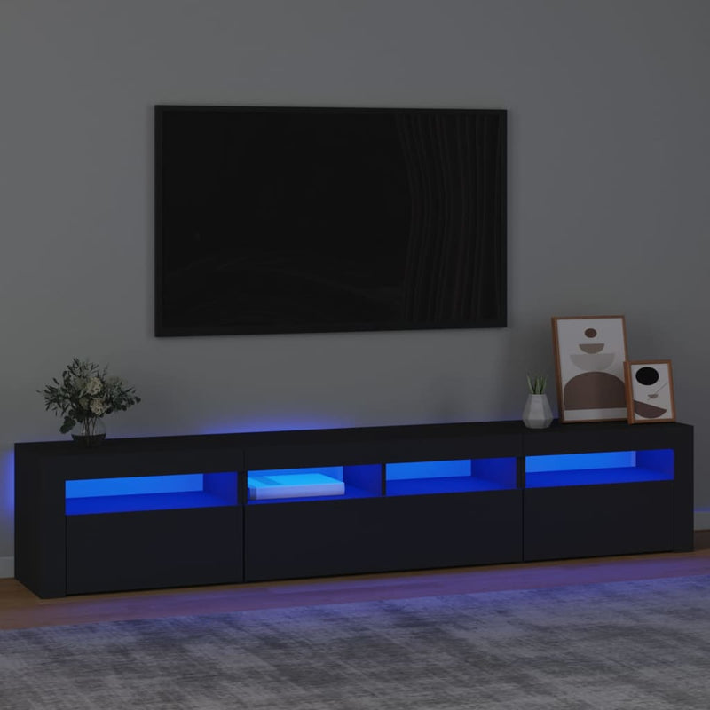 Tv-meubel met LED-verlichting 210x35x40 cm zwart MeubelReus