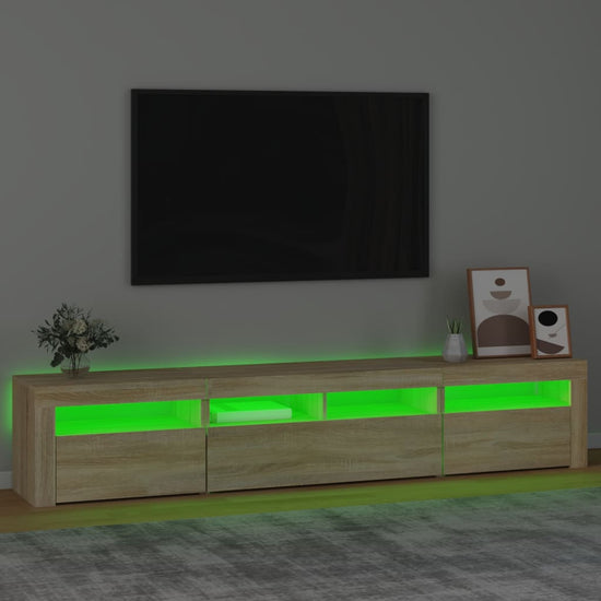 Tv-meubel met LED-verlichting 210x35x40 cm sonoma eikenkleurig MeubelReus