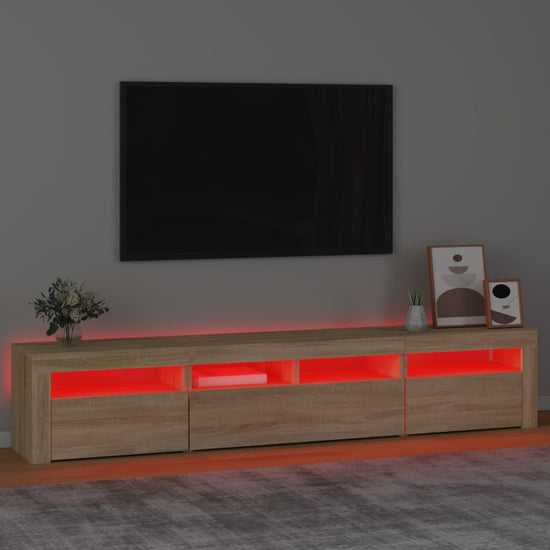 Tv-meubel met LED-verlichting 210x35x40 cm sonoma eikenkleurig MeubelReus