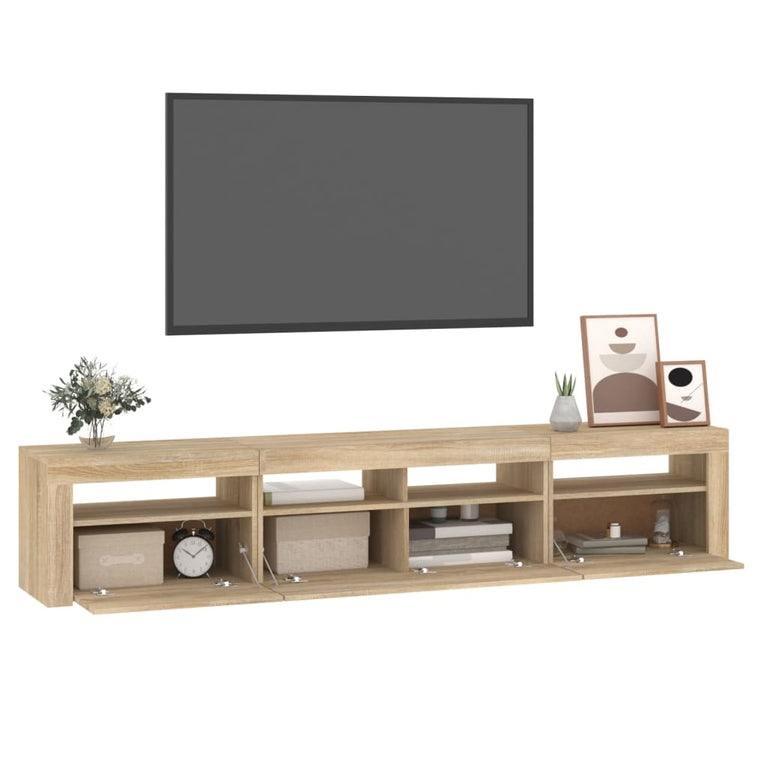 Tv-meubel met LED-verlichting 210x35x40 cm sonoma eikenkleurig MeubelReus