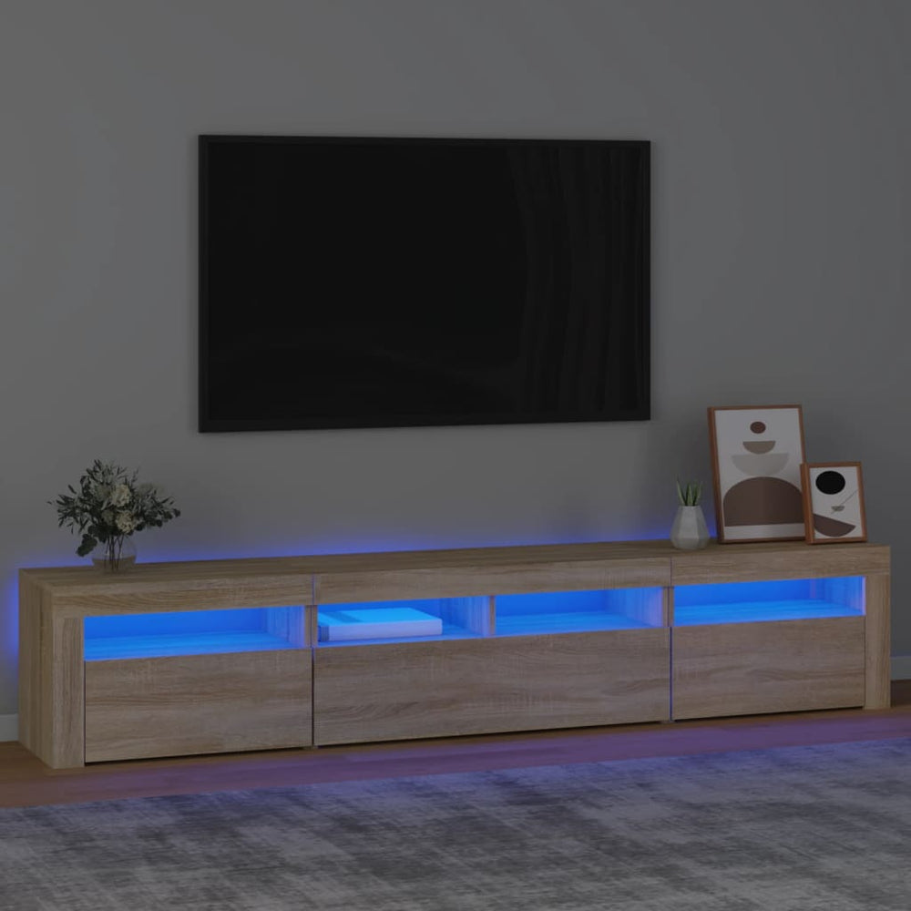 Tv-meubel met LED-verlichting 210x35x40 cm sonoma eikenkleurig MeubelReus