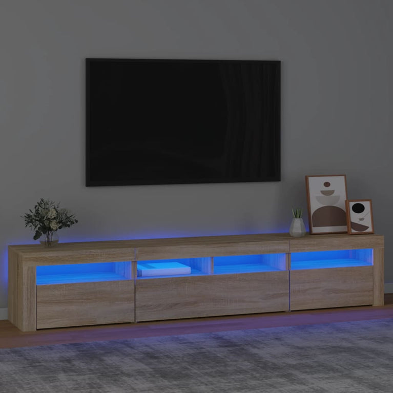 Tv-meubel met LED-verlichting 210x35x40 cm sonoma eikenkleurig MeubelReus