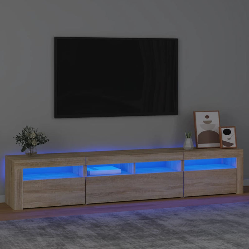 Tv-meubel met LED-verlichting 210x35x40 cm sonoma eikenkleurig MeubelReus