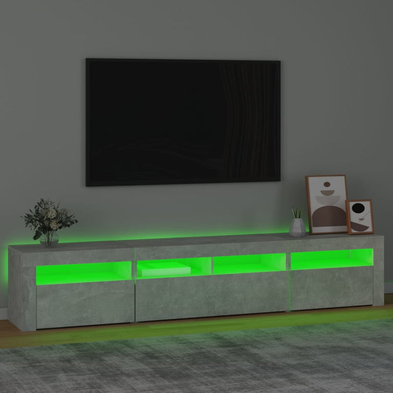 Tv-meubel met LED-verlichting 210x35x40 cm betongrijs MeubelReus