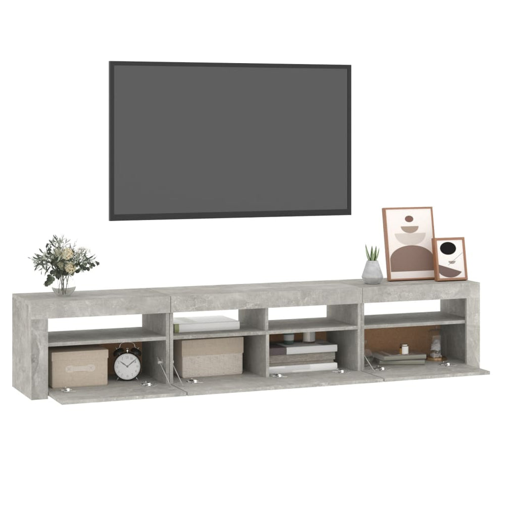 Tv-meubel met LED-verlichting 210x35x40 cm betongrijs MeubelReus