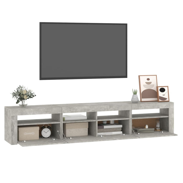 Tv-meubel met LED-verlichting 210x35x40 cm betongrijs MeubelReus