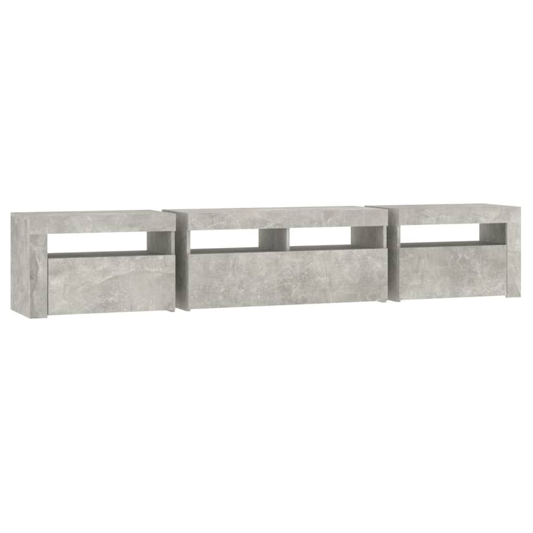Tv-meubel met LED-verlichting 210x35x40 cm betongrijs MeubelReus
