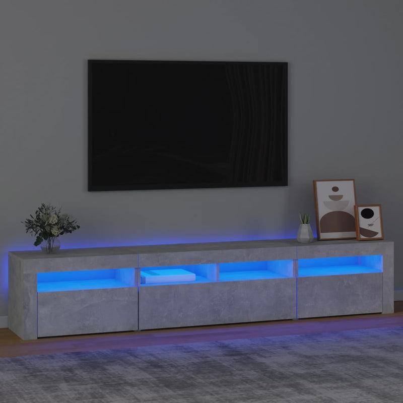 Tv-meubel met LED-verlichting 210x35x40 cm betongrijs MeubelReus