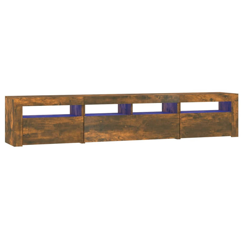 Tv-meubel met LED-verlichting 210x35x40 cm gerookt eikenkleurig MeubelReus