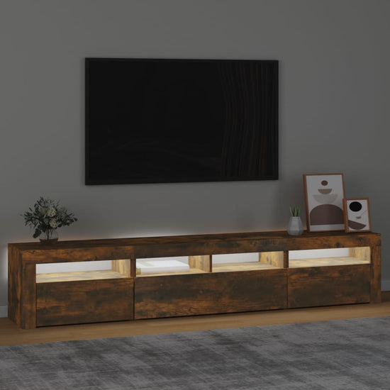 Tv-meubel met LED-verlichting 210x35x40 cm gerookt eikenkleurig MeubelReus