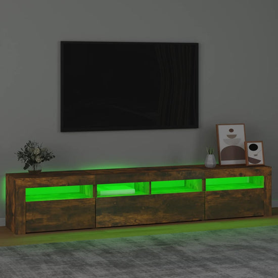 Tv-meubel met LED-verlichting 210x35x40 cm gerookt eikenkleurig MeubelReus