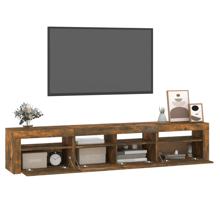 Tv-meubel met LED-verlichting 210x35x40 cm gerookt eikenkleurig MeubelReus