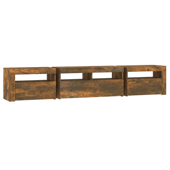 Tv-meubel met LED-verlichting 210x35x40 cm gerookt eikenkleurig MeubelReus