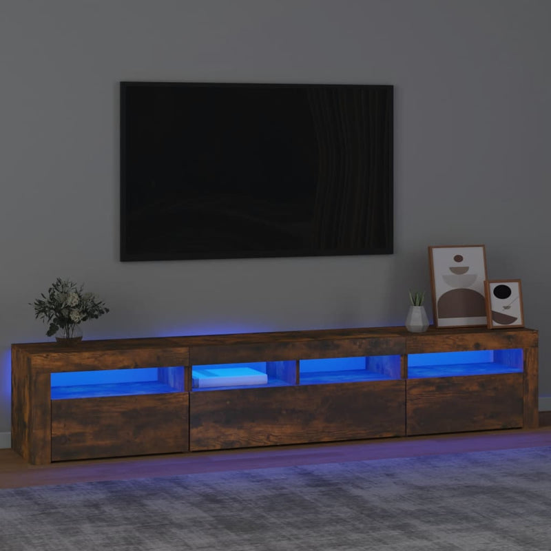 Tv-meubel met LED-verlichting 210x35x40 cm gerookt eikenkleurig MeubelReus