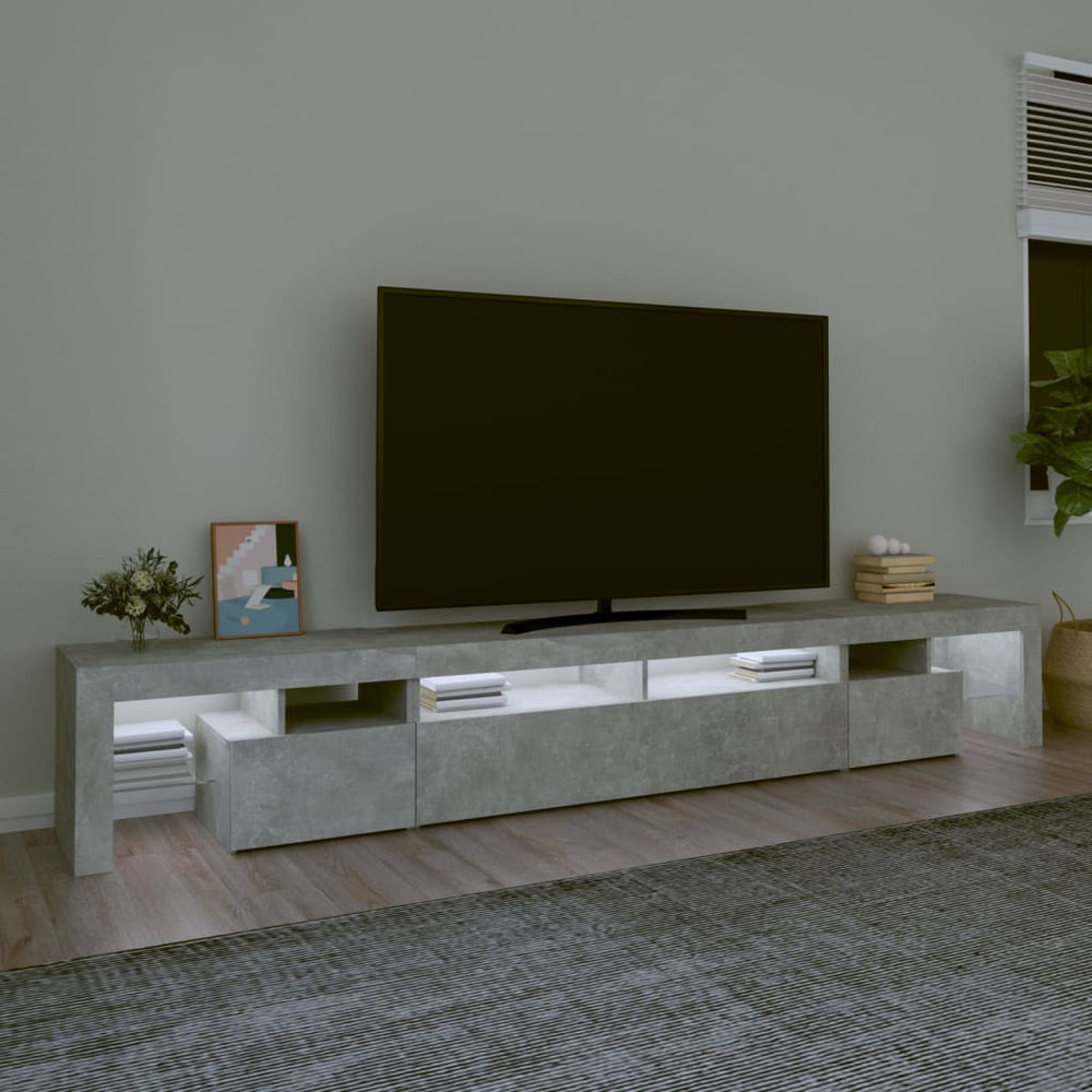 Tv-meubel met LED-verlichting 260x36,5x40 cm betongrijs MeubelReus