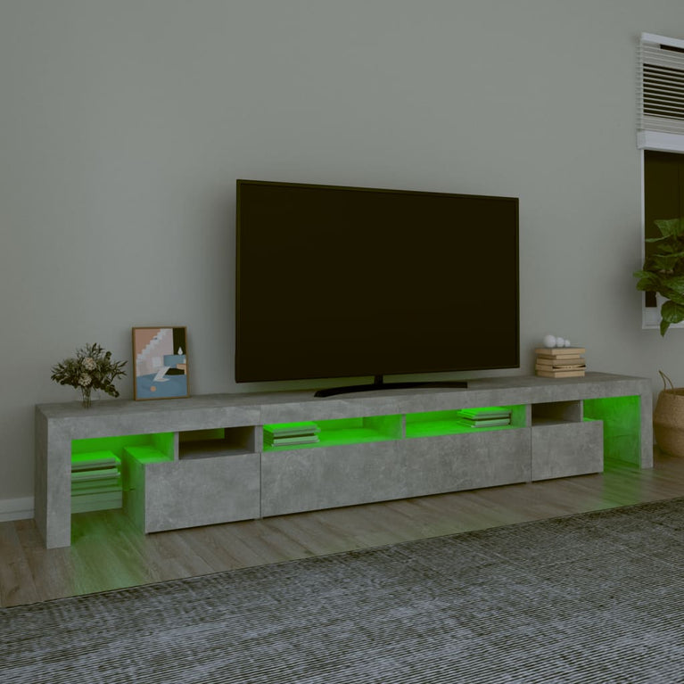 Tv-meubel met LED-verlichting 260x36,5x40 cm betongrijs MeubelReus