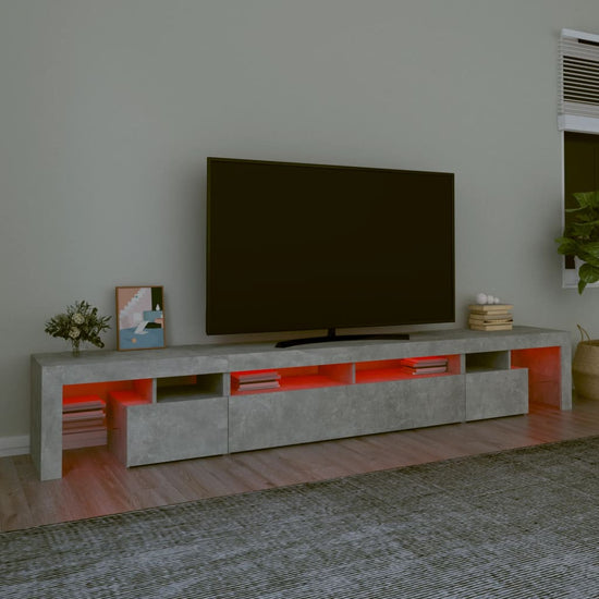 Tv-meubel met LED-verlichting 260x36,5x40 cm betongrijs MeubelReus