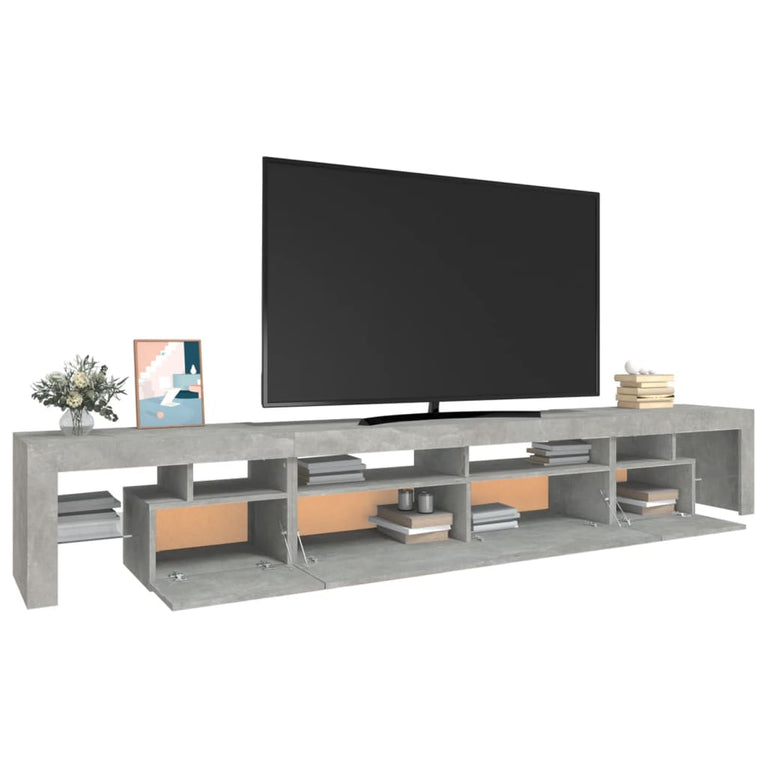 Tv-meubel met LED-verlichting 260x36,5x40 cm betongrijs MeubelReus