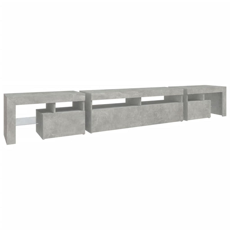 Tv-meubel met LED-verlichting 260x36,5x40 cm betongrijs MeubelReus