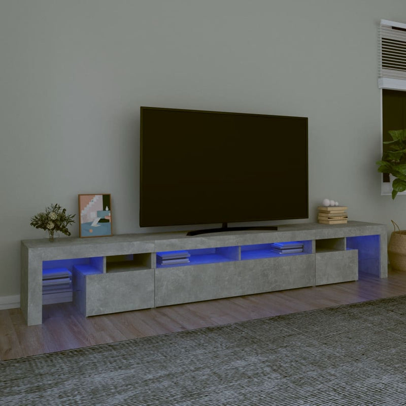 Tv-meubel met LED-verlichting 260x36,5x40 cm betongrijs MeubelReus