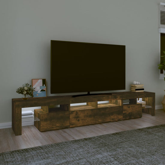 Tv-meubel LED-verlichting 230x36,5x40 cm gerookt eikenkleurig MeubelReus