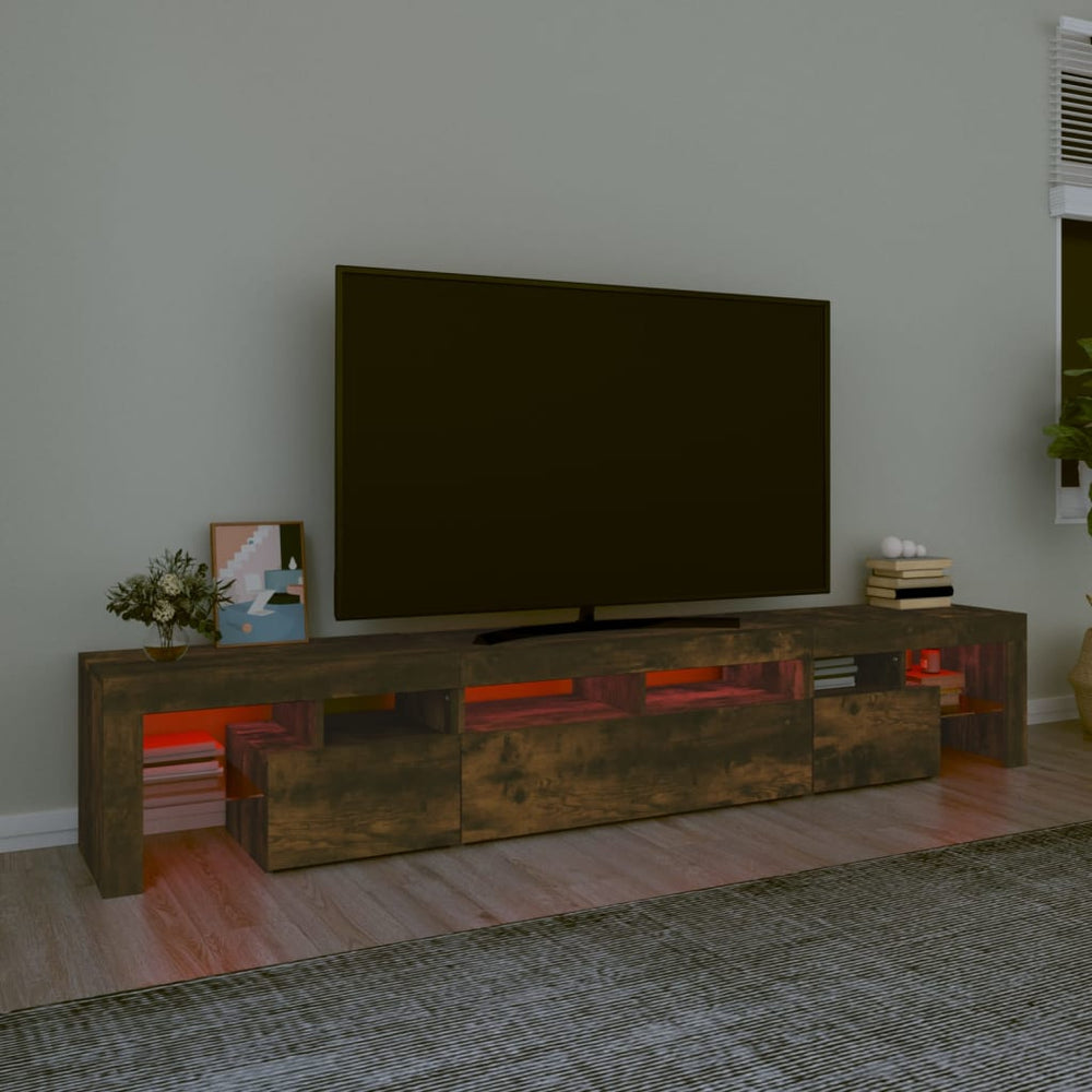 Tv-meubel LED-verlichting 230x36,5x40 cm gerookt eikenkleurig MeubelReus