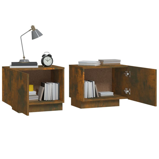 Nachtkastje 100x35x40 cm bewerkt hout gerookt eikenkleurig MeubelReus