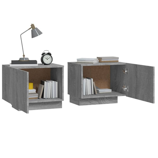 Nachtkastje 100x35x40 cm bewerkt hout grijs sonoma eikenkleurig MeubelReus