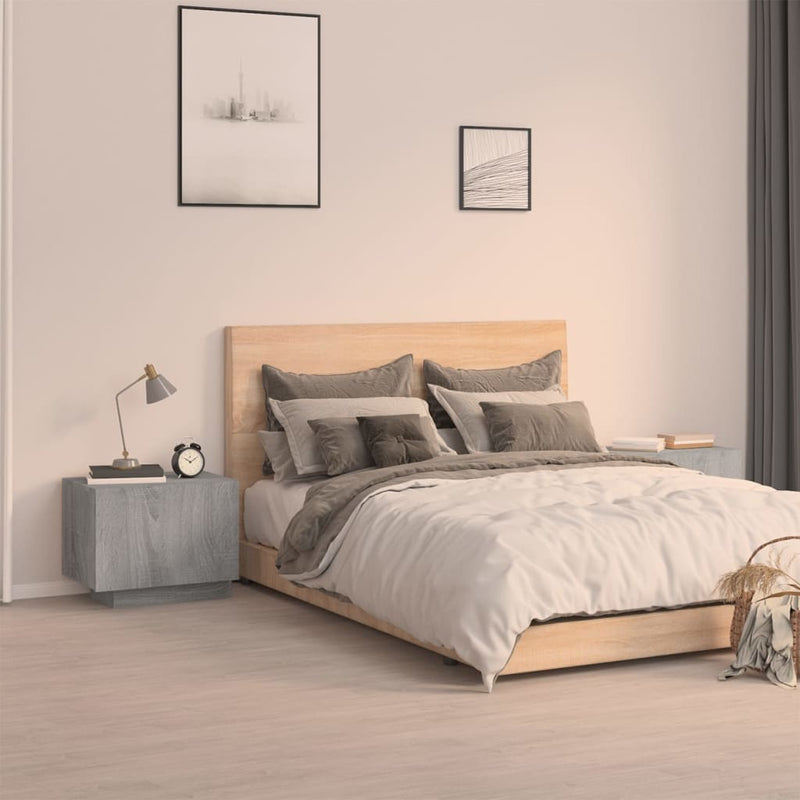 Nachtkastje 100x35x40 cm bewerkt hout grijs sonoma eikenkleurig MeubelReus