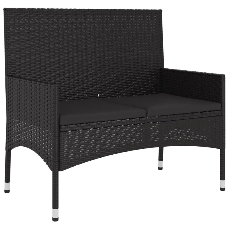 6-delige Loungeset met kussens poly rattan zwart MeubelReus