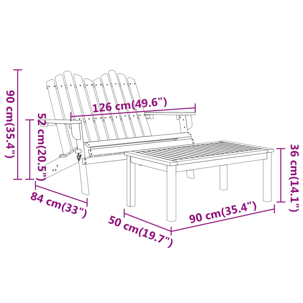 3-delige Loungeset Adirondack massief acaciahout MeubelReus