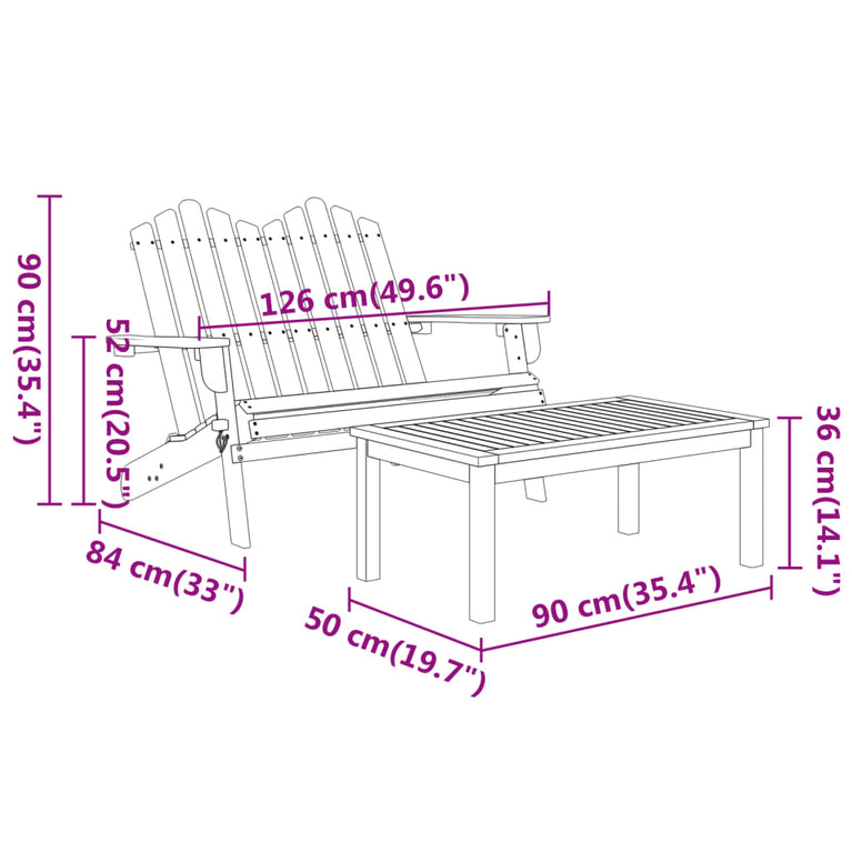 3-delige Loungeset Adirondack massief acaciahout MeubelReus