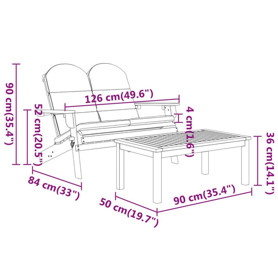 3-delige Loungeset Adirondack massief acaciahout MeubelReus