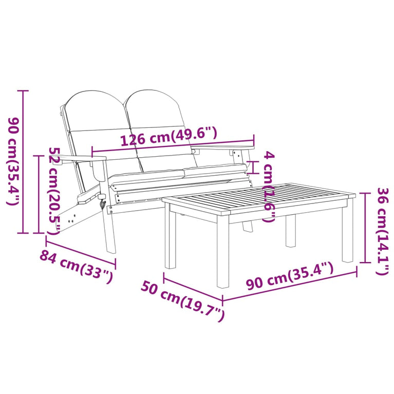 3-delige Loungeset Adirondack massief acaciahout MeubelReus