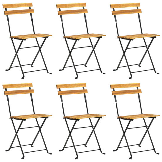 Tuinstoelen inklapbaar 6 st staal en massief acaciahout MeubelReus