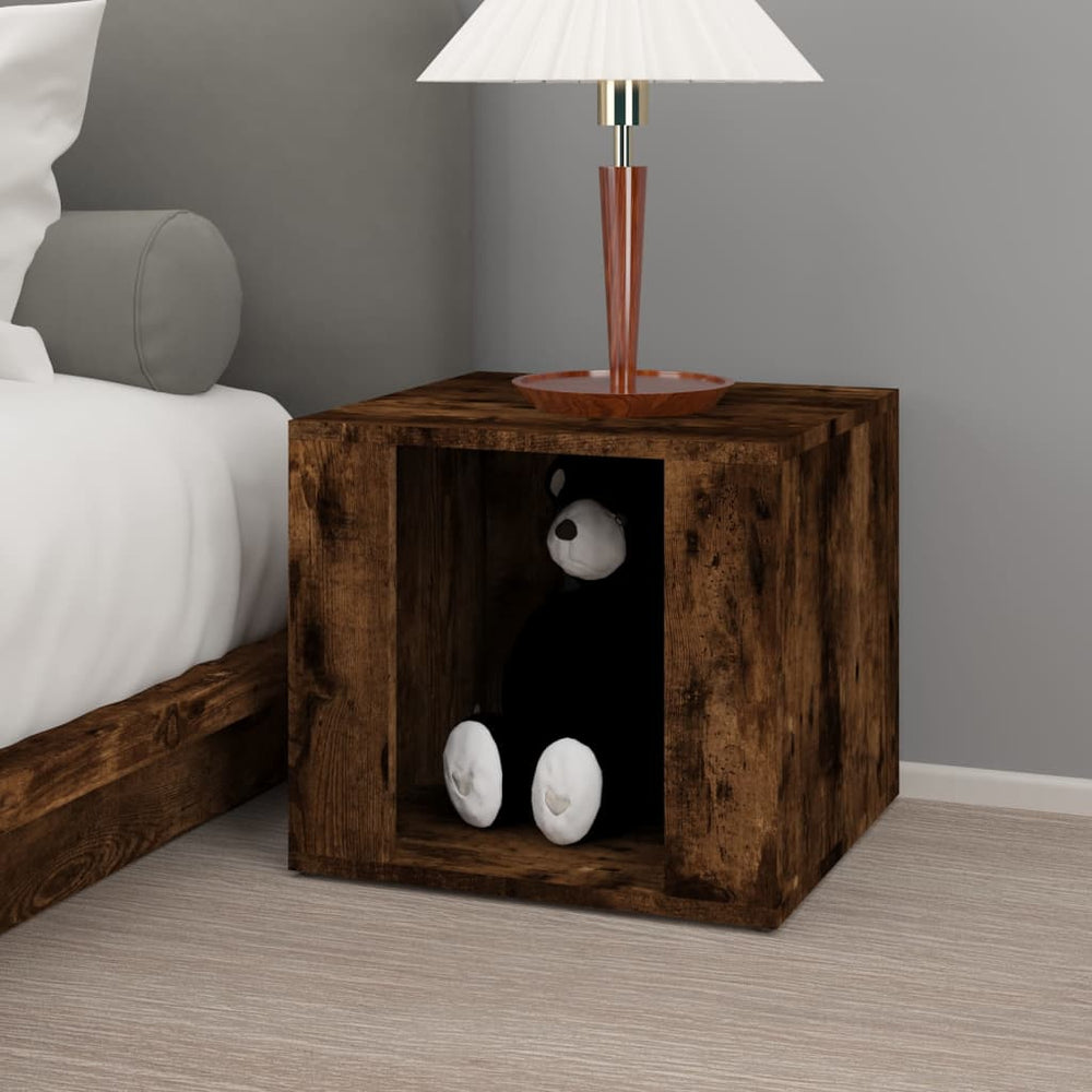 Nachtkastje 41x40x36 cm bewerkt hout gerookt eikenkleurig MeubelReus