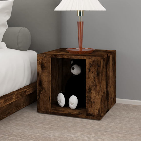 Nachtkastje 41x40x36 cm bewerkt hout gerookt eikenkleurig MeubelReus