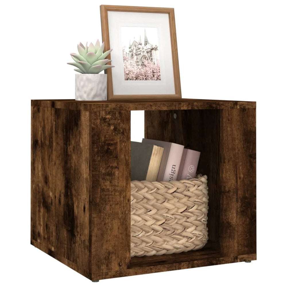 Nachtkastje 41x40x36 cm bewerkt hout gerookt eikenkleurig MeubelReus