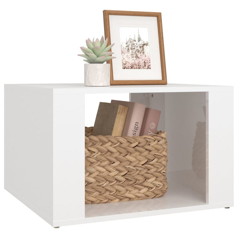 Nachtkastje 57x55x36 cm bewerkt hout hoogglans wit MeubelReus