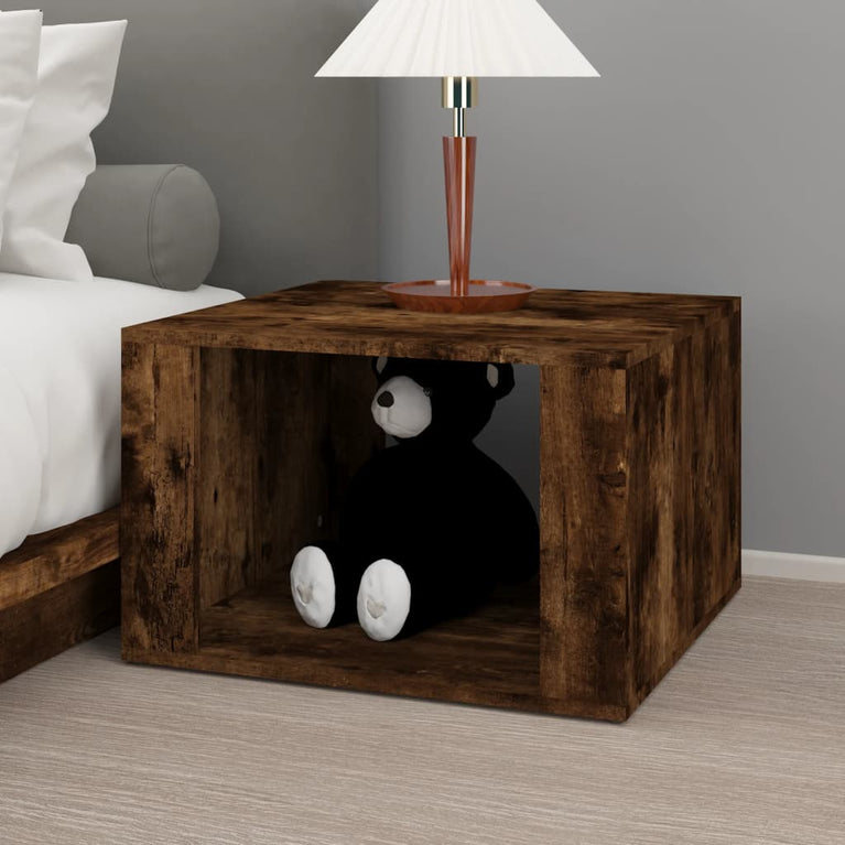 Nachtkastje 57x55x36 cm bewerkt hout gerookt eikenkleurig MeubelReus