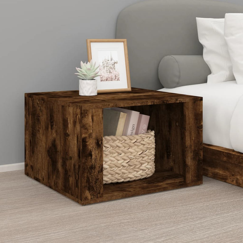 Nachtkastje 57x55x36 cm bewerkt hout gerookt eikenkleurig MeubelReus