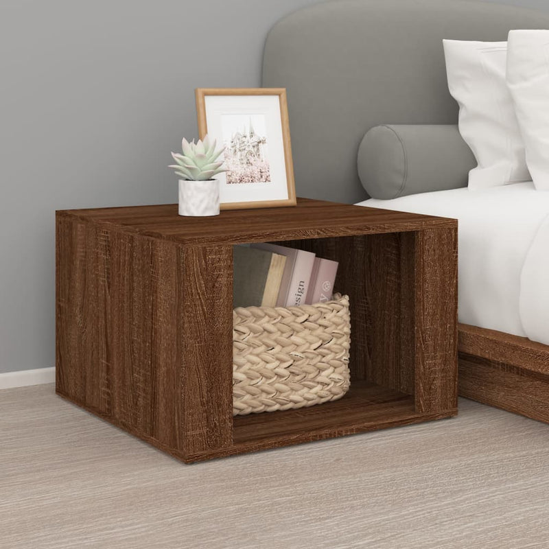 Nachtkastje 57x55x36 cm bewerkt hout bruin eikenkleur MeubelReus